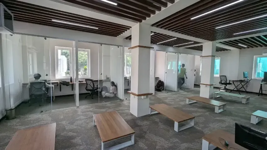 Open-plan workplace interior completed by Trifold, Chennai