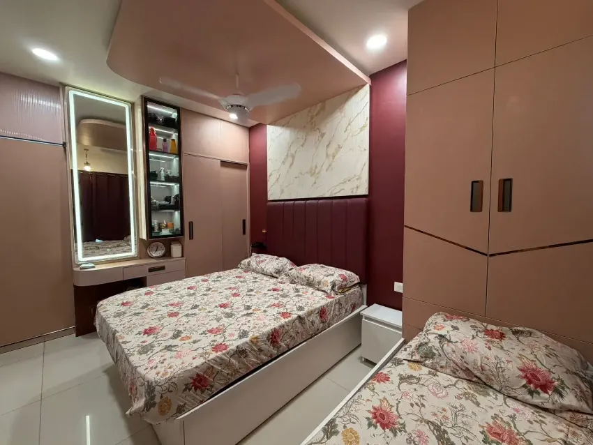 Bedroom storage and dressing detail completed by Trifold, Chennai