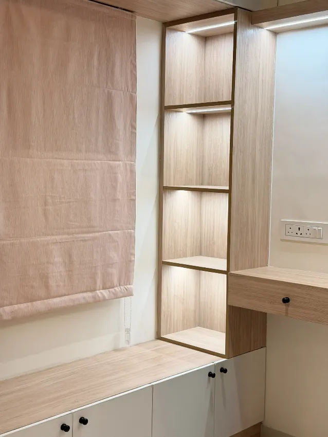 Timber-finished study niche completed by Trifold, Chennai