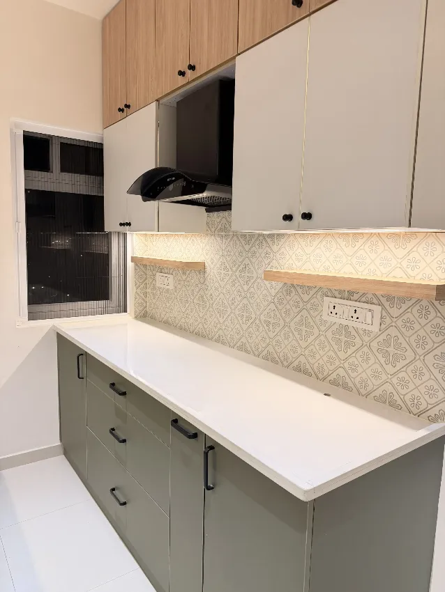 Kitchen worktop and appliance storage completed by Trifold, Chennai