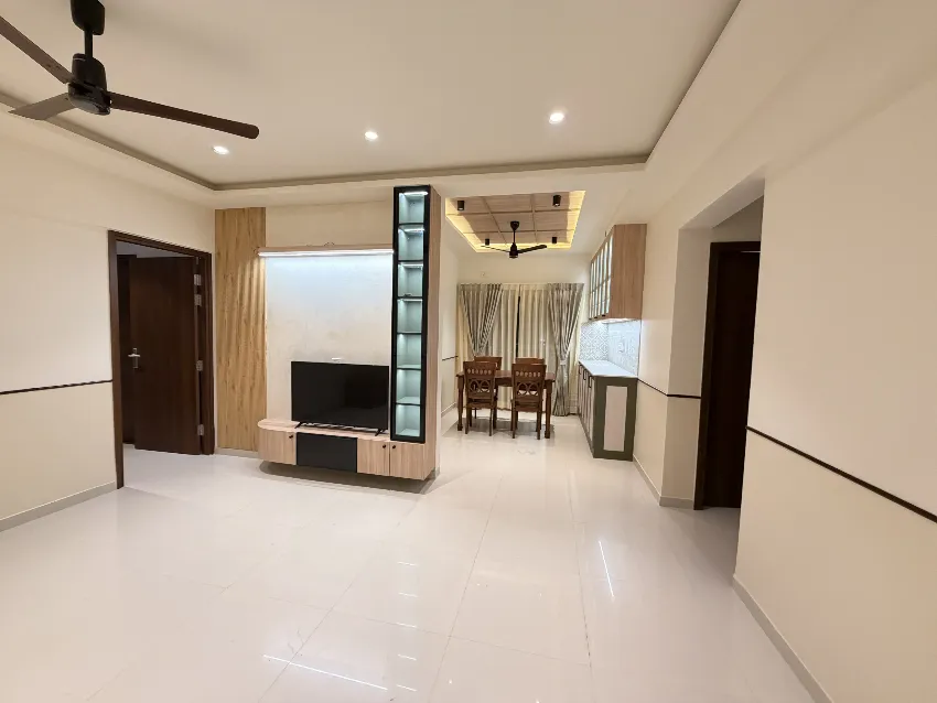 Completed living and dining interior completed by Trifold, Chennai