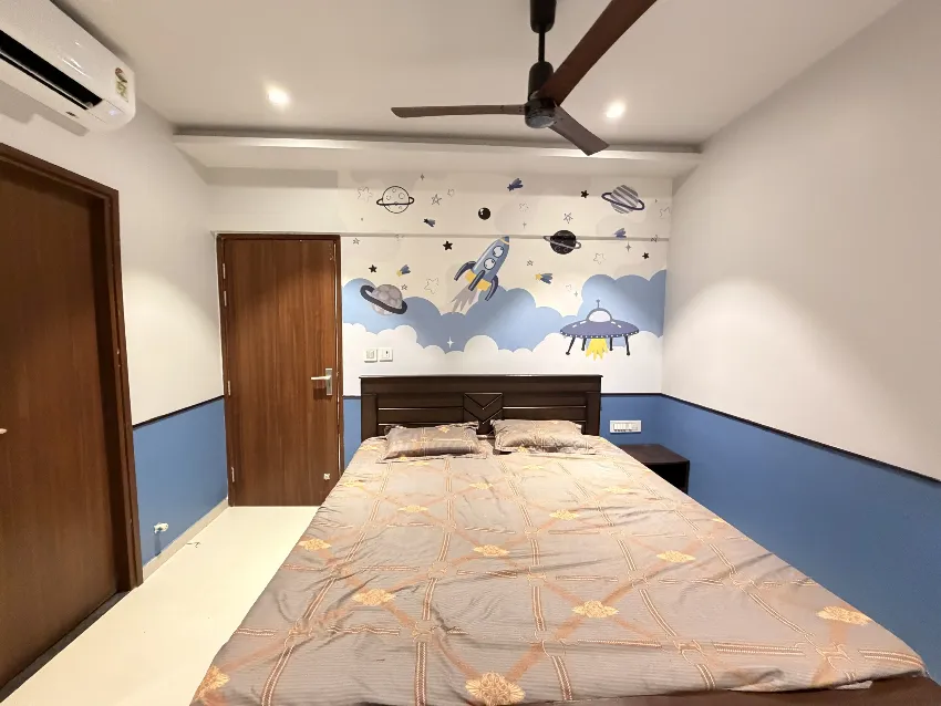 Completed blue children's bedroom completed by Trifold, Chennai