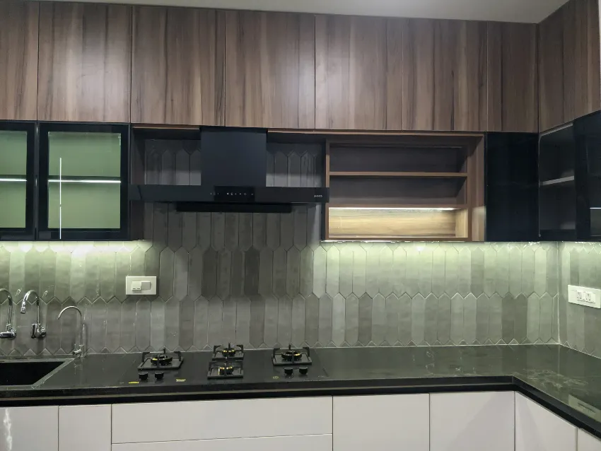 Full-height modern kitchen cabinetry completed by Trifold, Chennai
