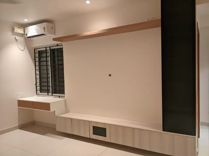 Floating television console completed by Trifold, Chennai