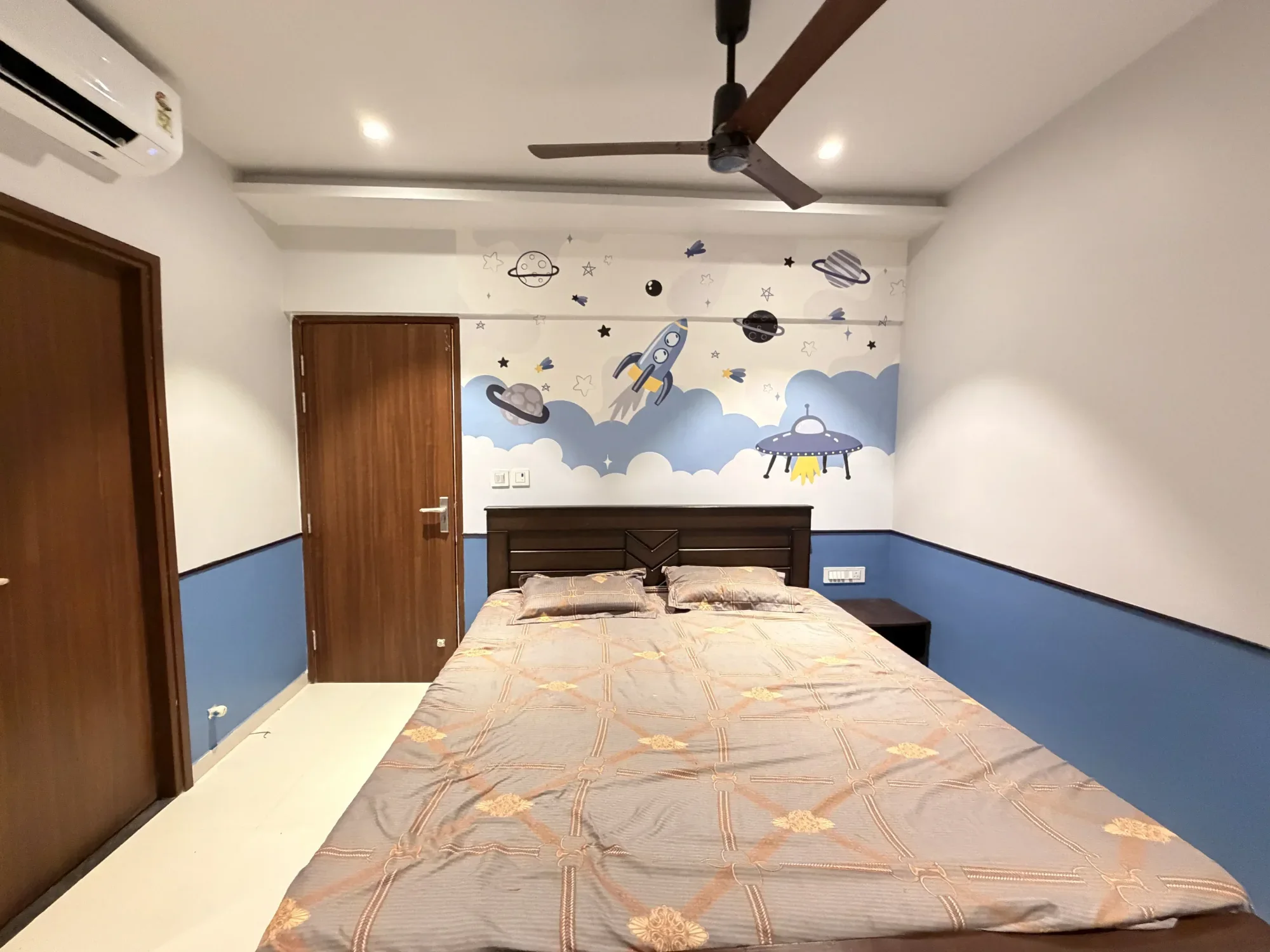 Completed blue children's bedroom completed by Trifold, Chennai
